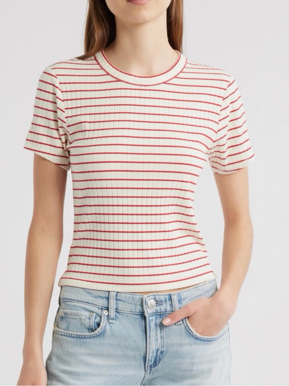 Rag & Bone Luca Stripe Rib Baby T-Shirt XS